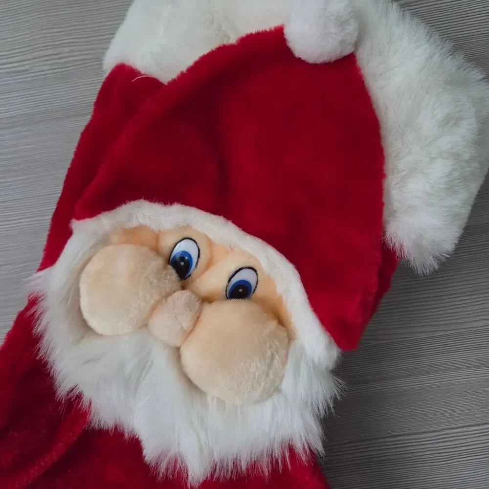 Santa Claus Plush Christmas 3D Stocking Cute‎ Festive Holiday Decor Red Soft